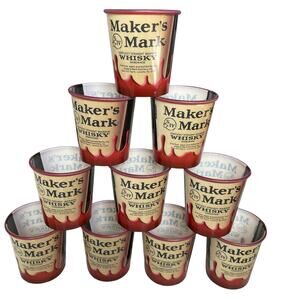 Maker's Mark Bourbon Whiskey Plastic Cup Lot of 10 Bottle Label Reuseable USA